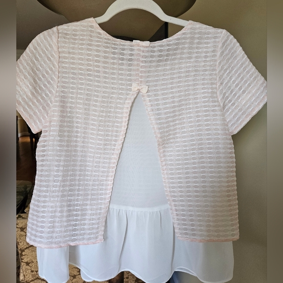 NWOT Cache Cache, sweet pink and white, short sleeve top - Picture 8 of 9